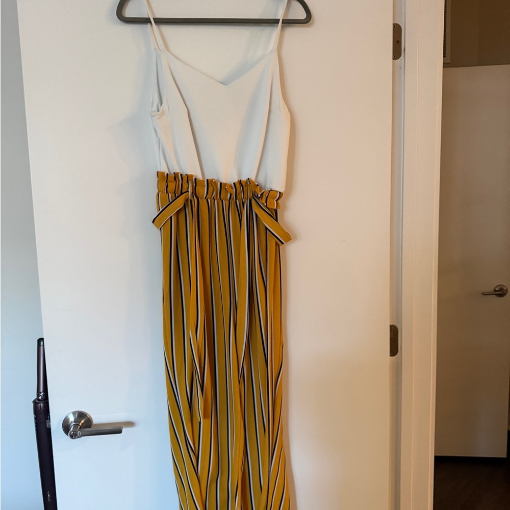 Blue Rain Yellow and White Striped Jumpsuit